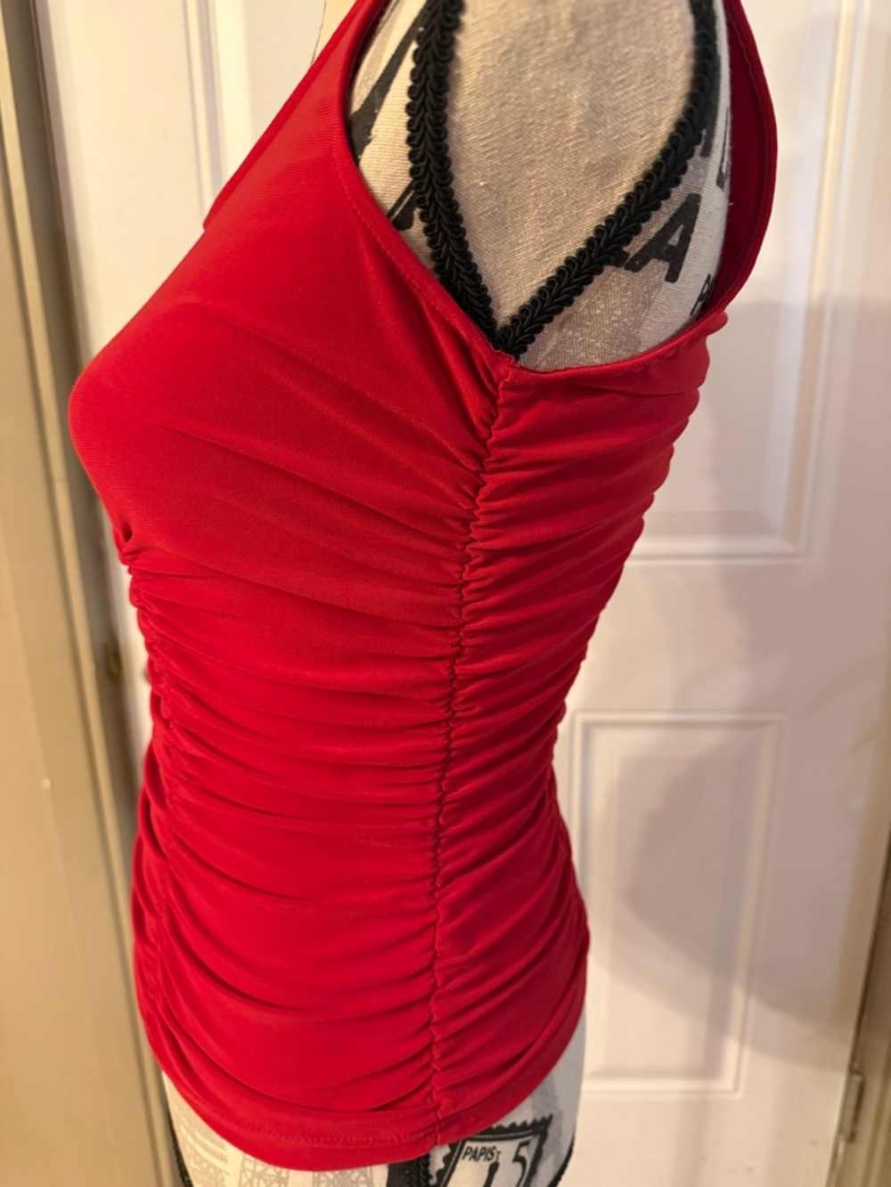 Joseph Ribkoff Red Ruched Tank Top - Picture 2 of 7